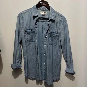 Old Navy distressed denim Button Down